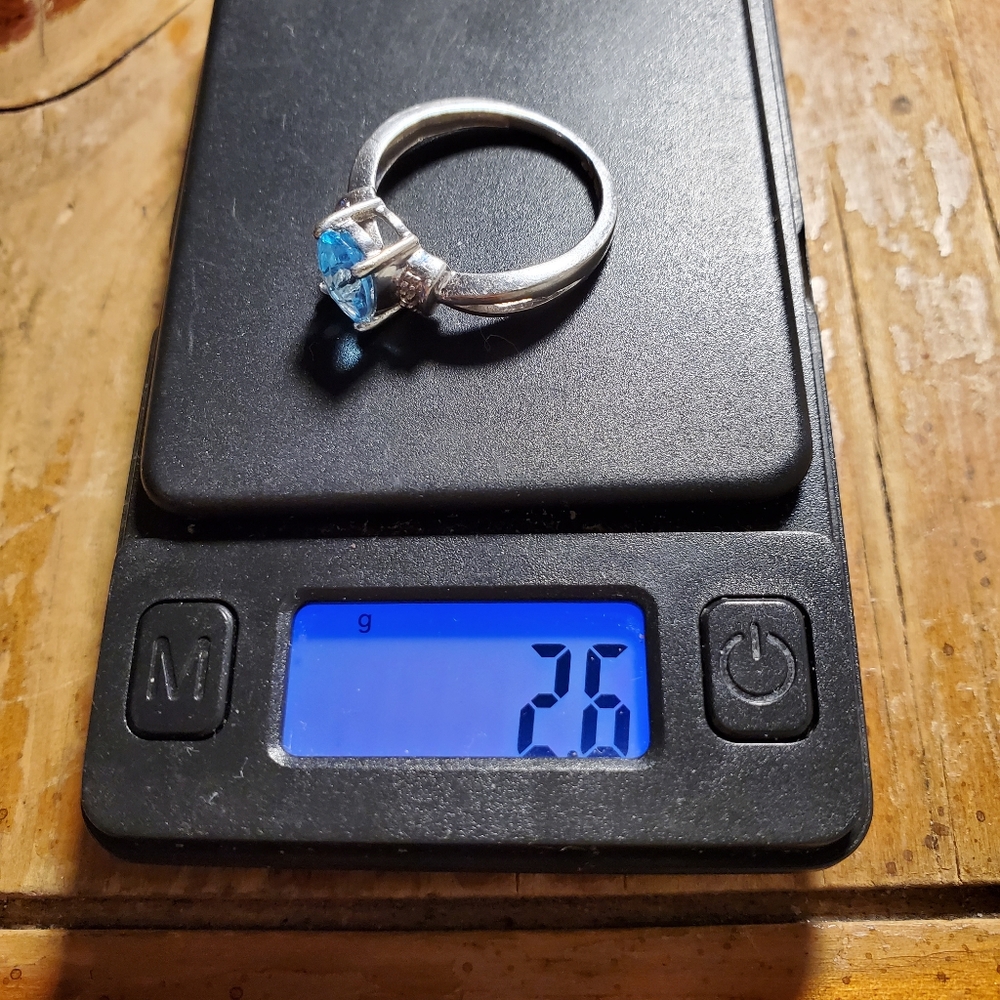 10k wg blue topaz/diamond ring - Picture 10 of 10